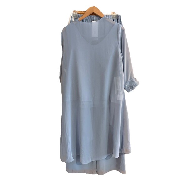 Azazie Mother of the Bride Maura Pantsuit 3 Pc  Dusty Blue Wedding New! Size 10 - Picture 9 of 16